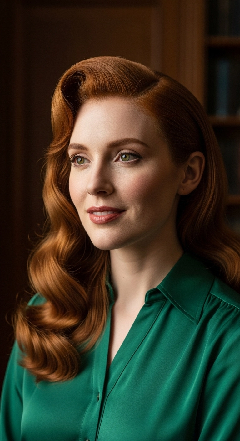 Classic Copper Old Hollywood Glamour Waves