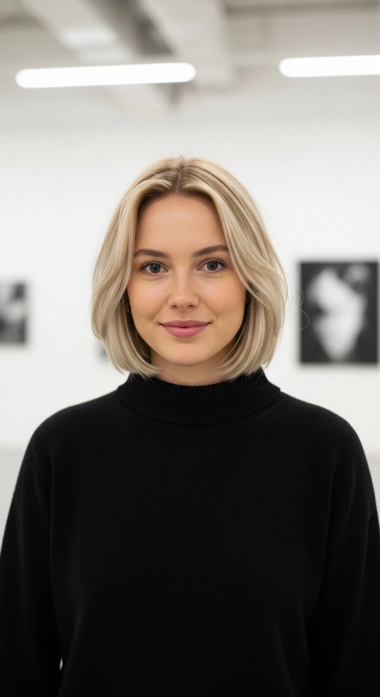 Chic Ash Blonde Bob with Curtain Layers