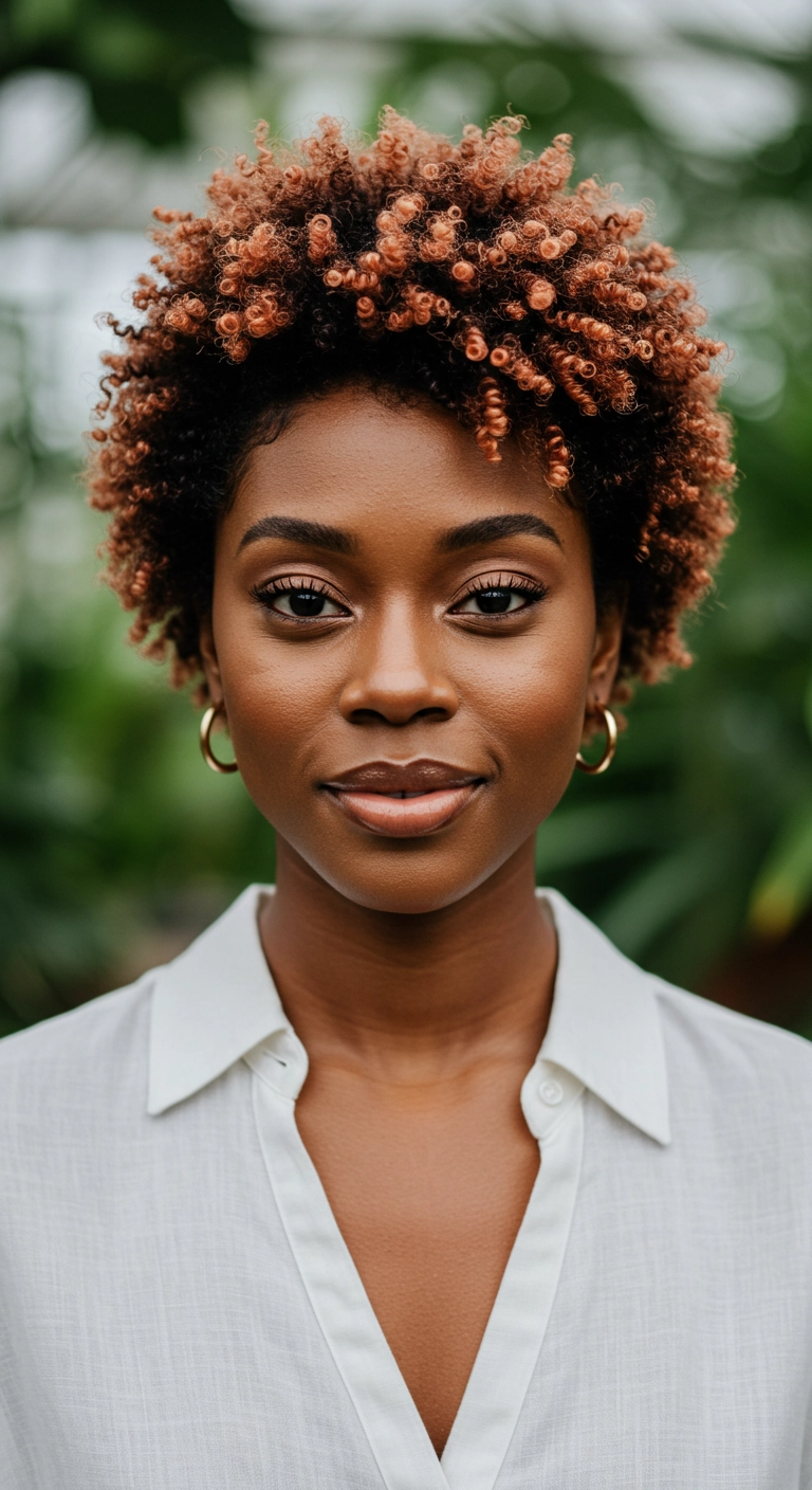 Copper-Tipped Defined Coily Pixie Afro