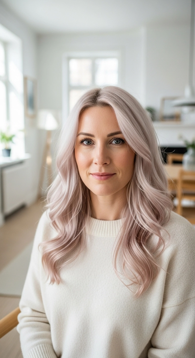 Icy Rose-Blonde Soft Cascading Waves