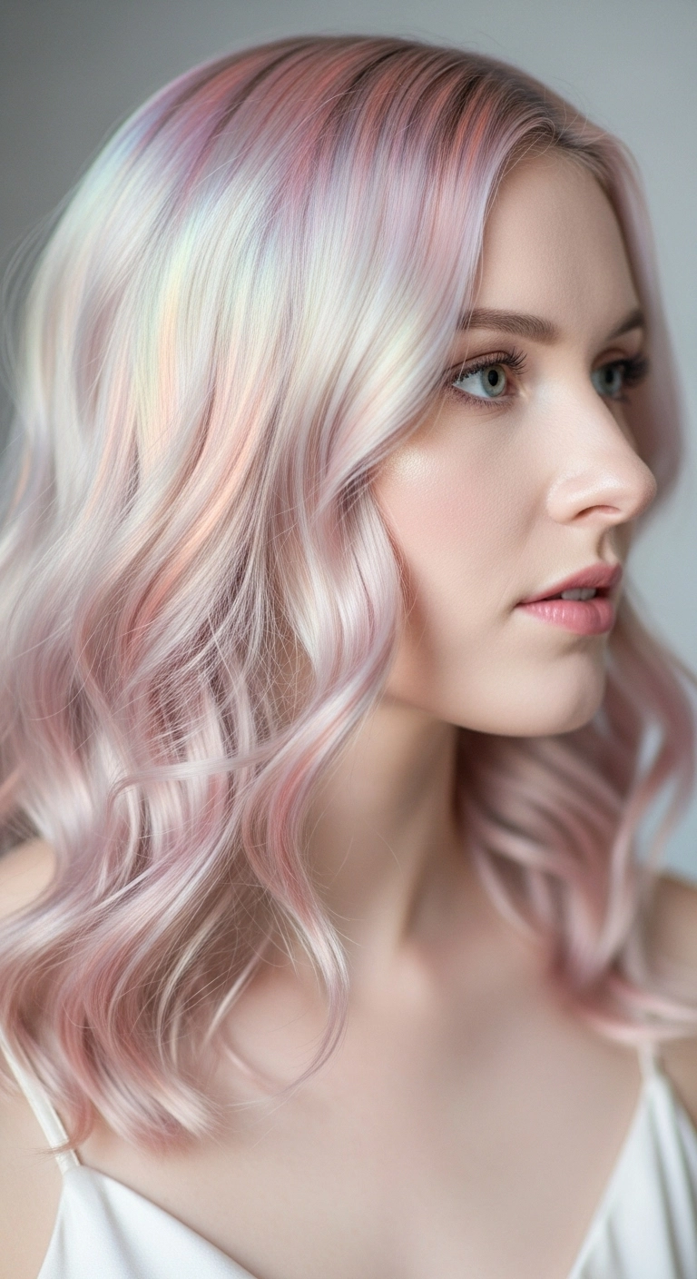 Iridescent Opal Holographic Lob with Soft Waves