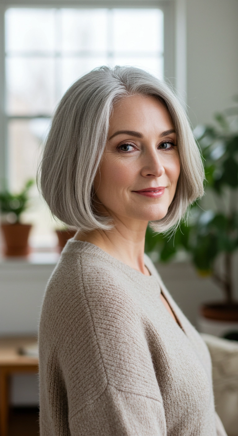 Classic Rounded Silver Bob with Soft Inward Bevel