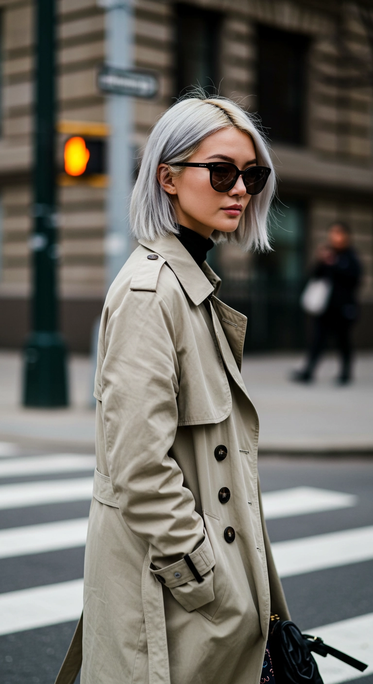 Icy Platinum Blunt Bob with Shadow Root