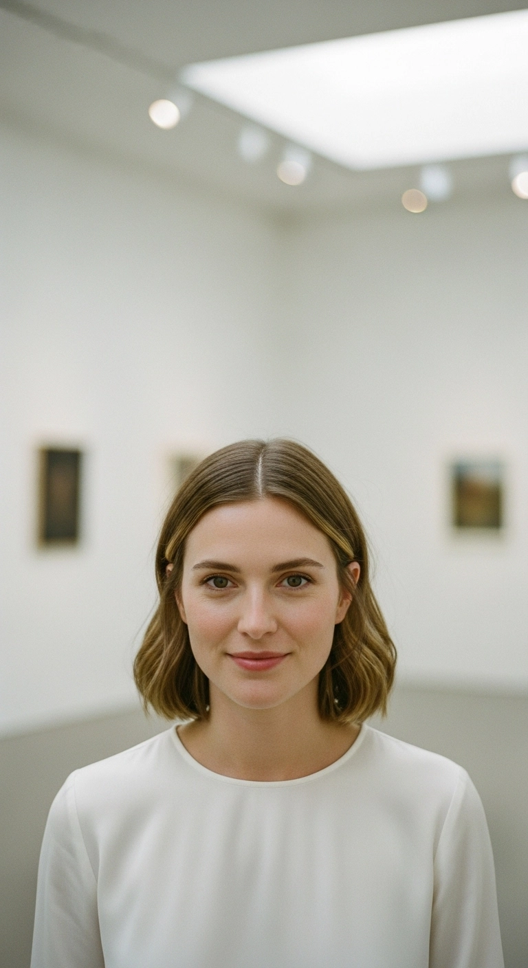 Chic Blunt Bob with Soft Waves and Ear Tuck