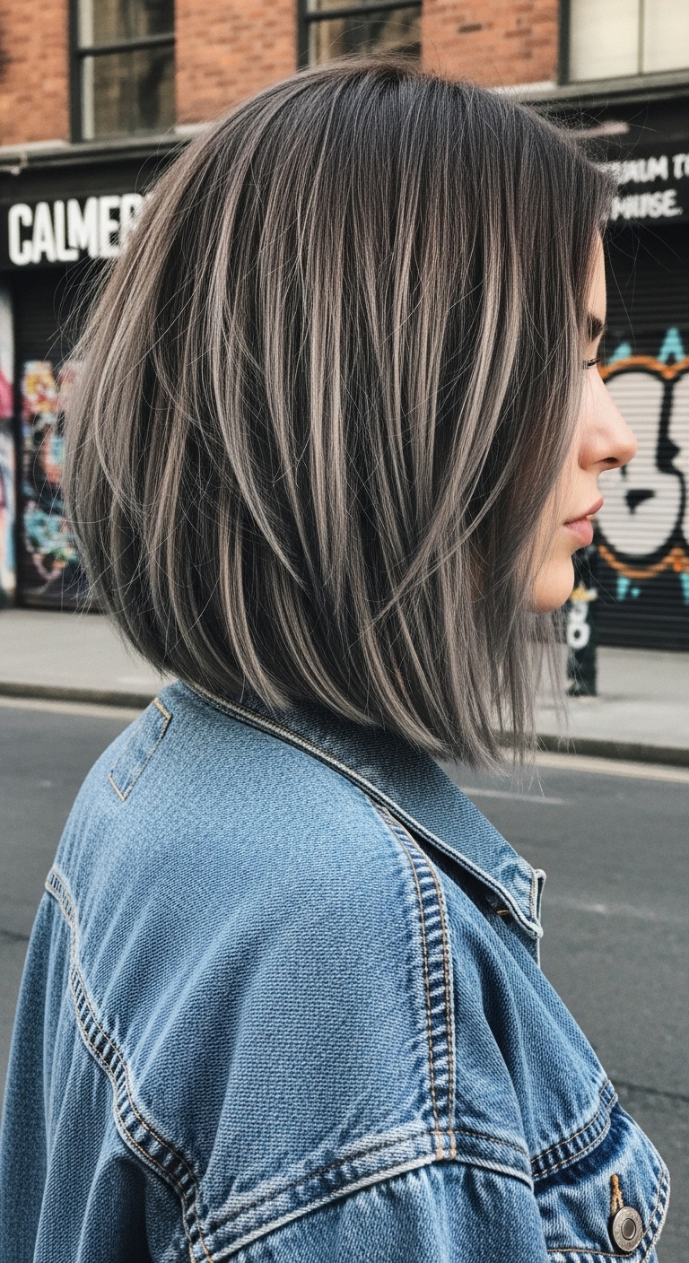 Smoky Mushroom Ash Blonde Textured Lob