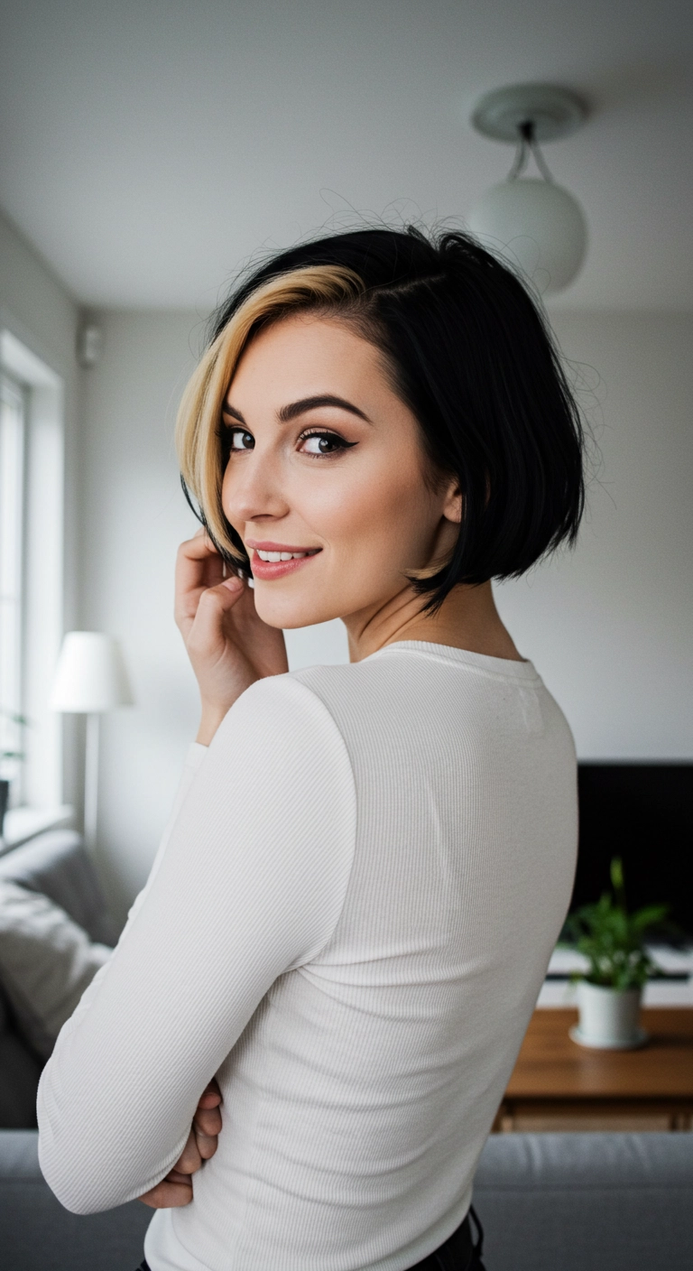 Classic Black Bob with Blonde Front Money Piece