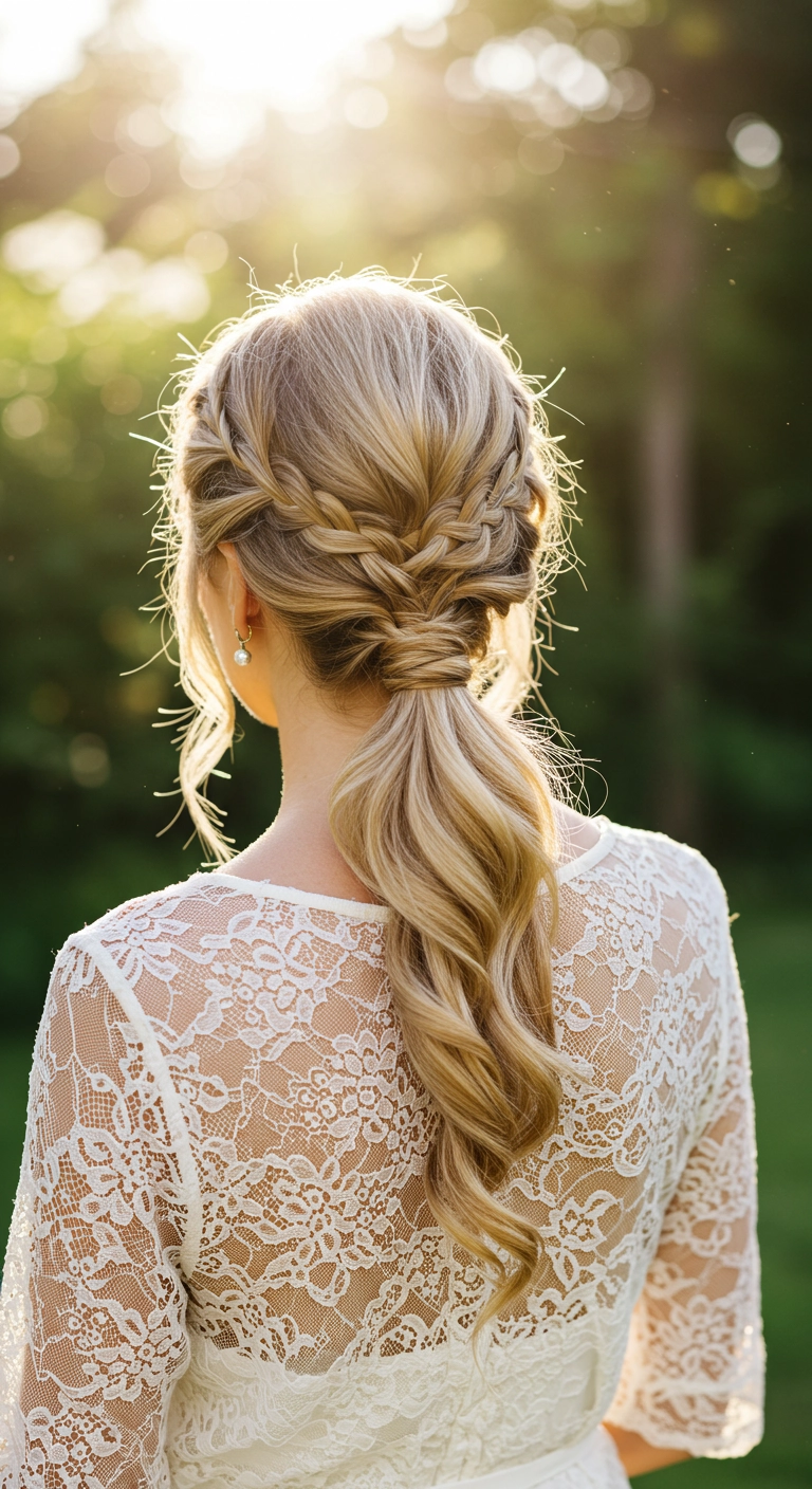 Romantic Braided Low Ponytail for Weddings