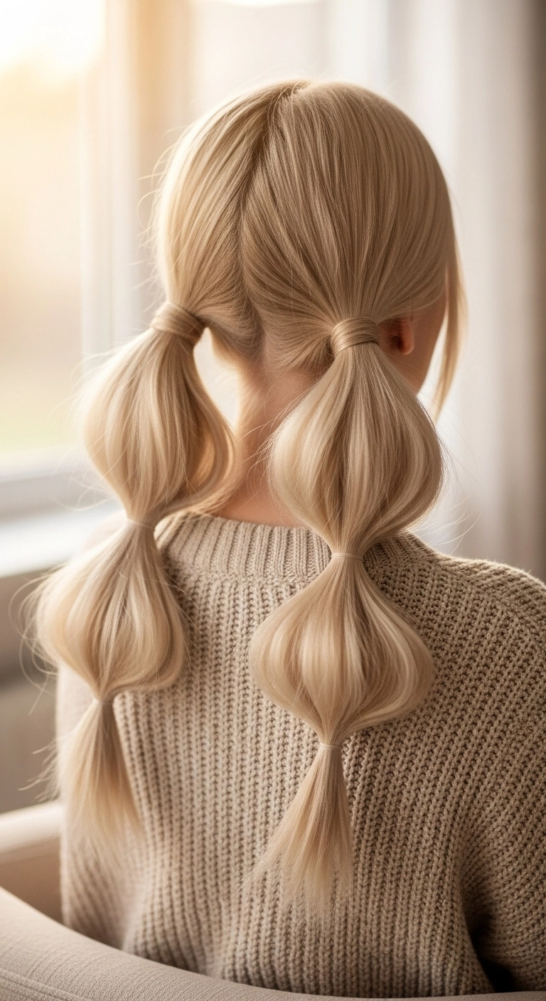 Chic Blonde Bubble Pigtails for Long Hair