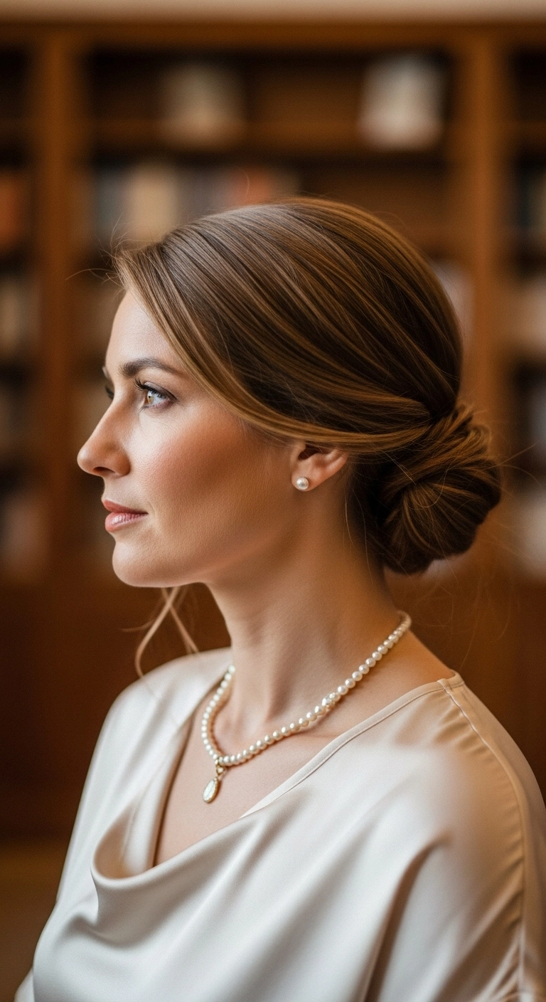 Classic Low Chignon with Soft Side Part