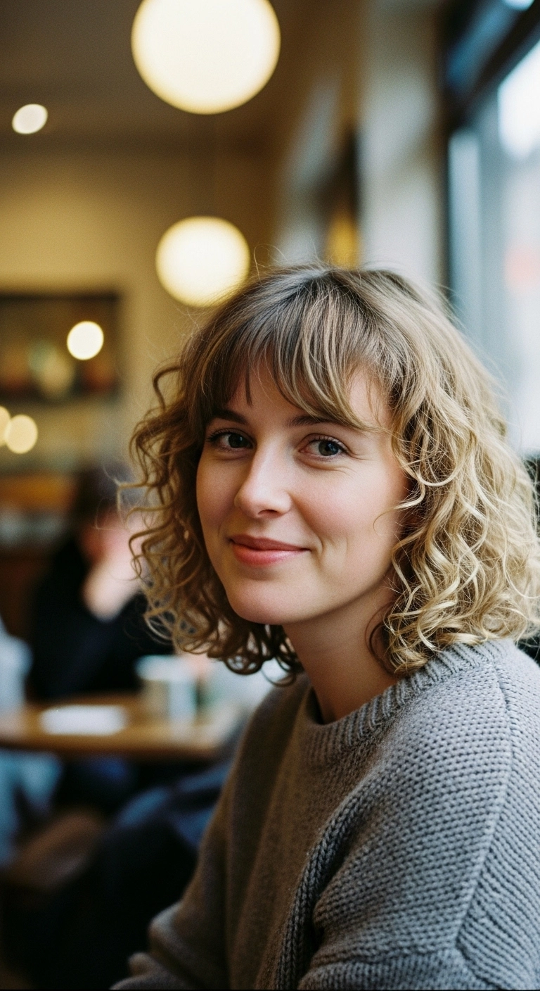 Lived-In Wavy French Bob with Wispy Fringe