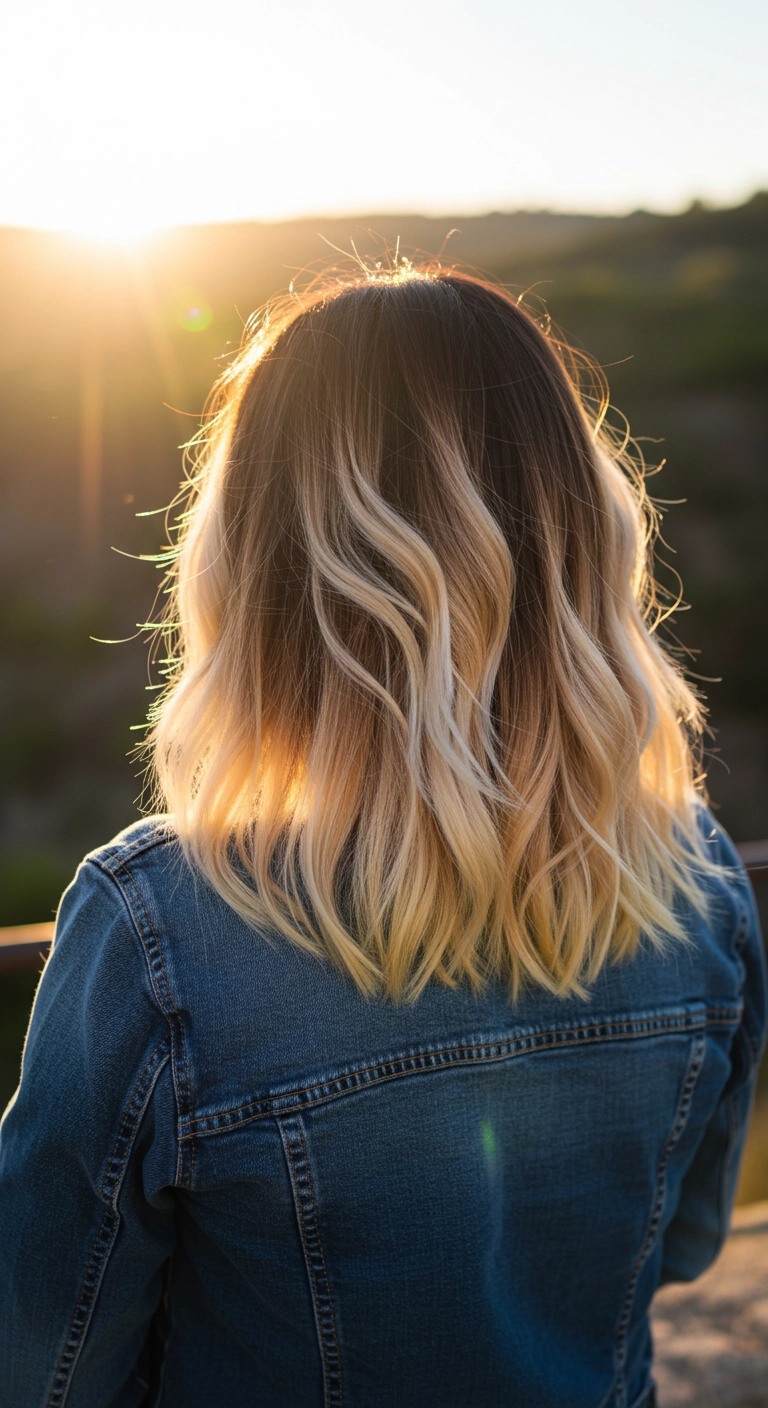 Lived-In Shadow Root Blonde Balayage Lob
