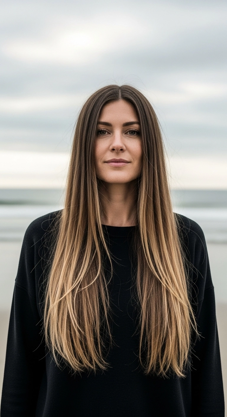 Lived-In Honey Balayage on Sleek Long Layers