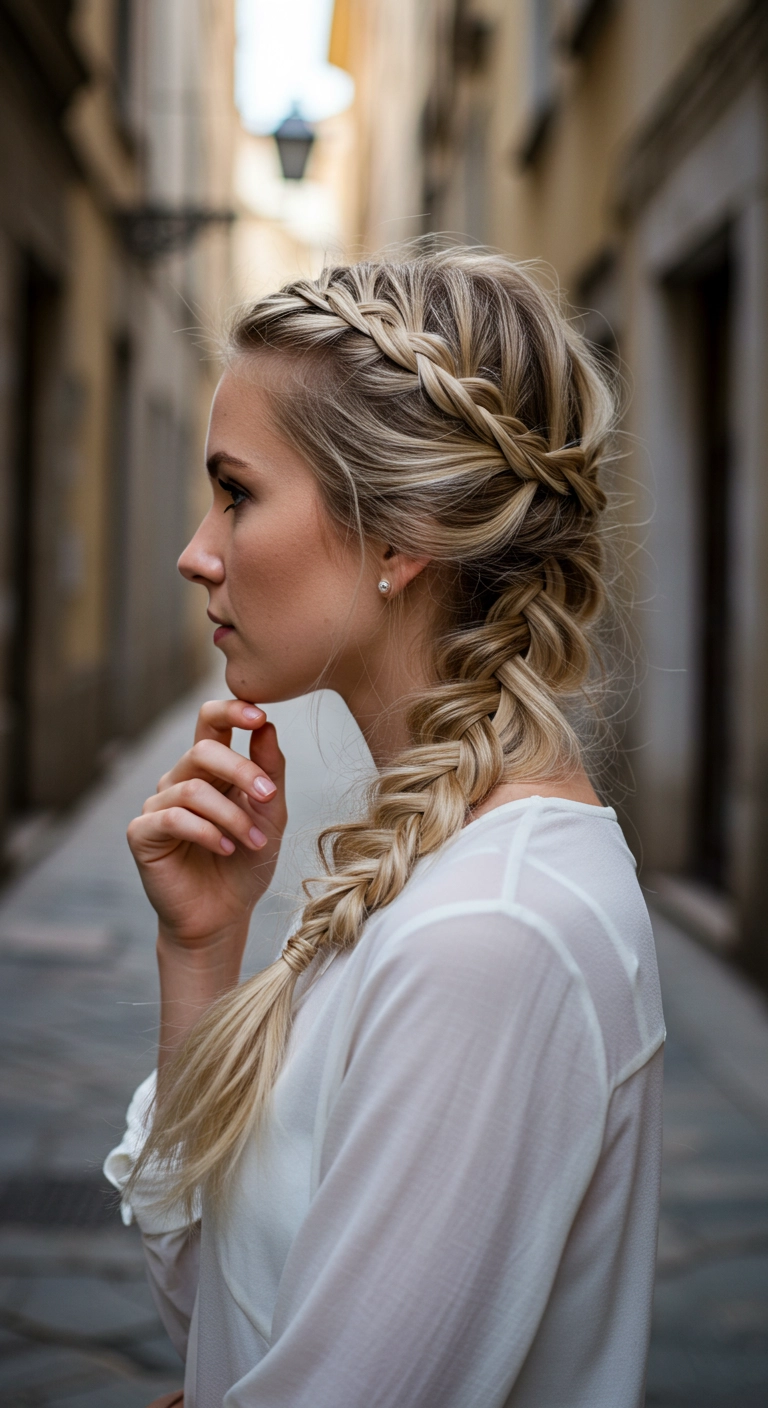 Side-Swept Dutch into Fishtail Braid