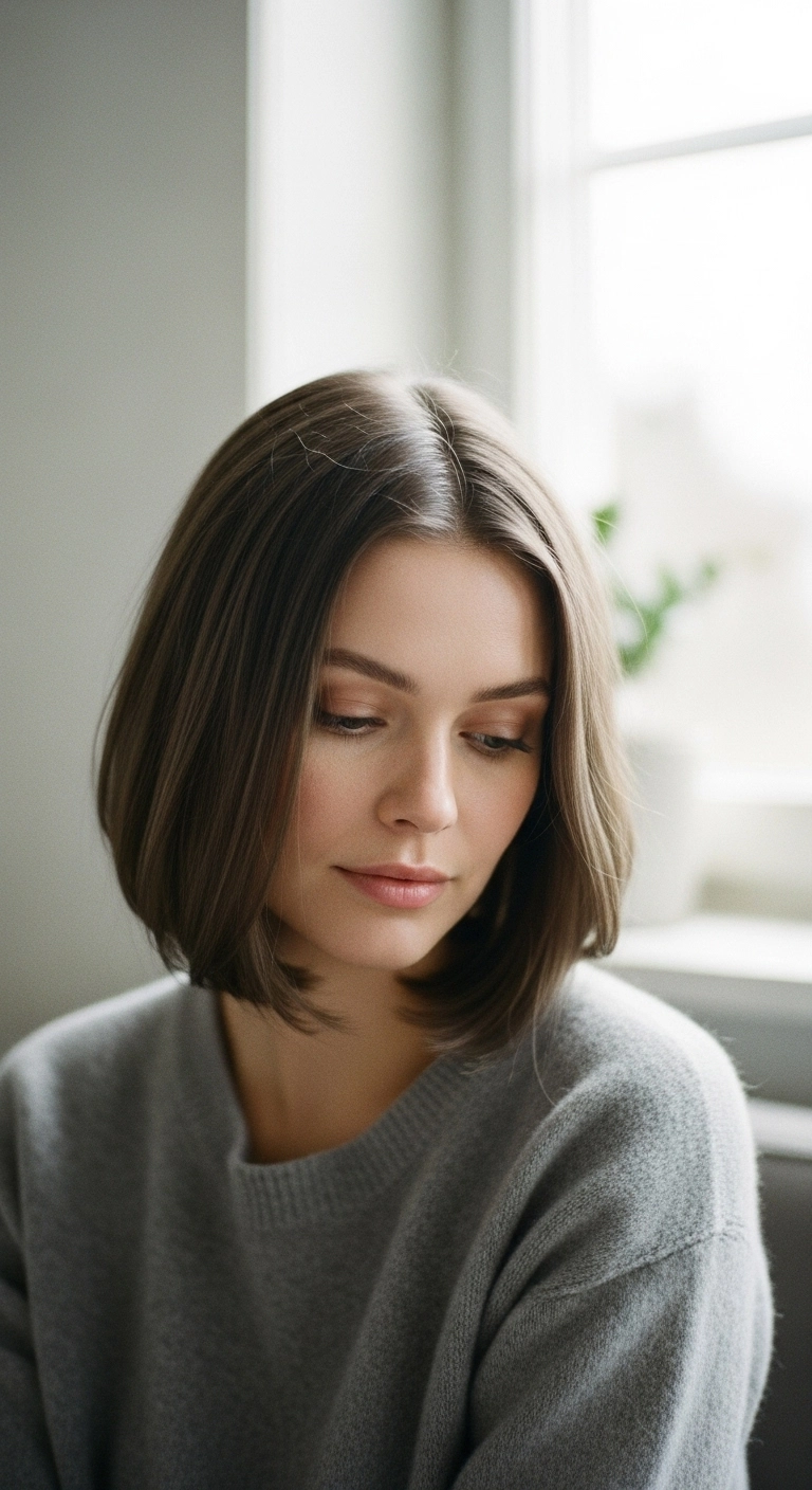 Chic Ash Brown Classic French-Inspired Chin Bob