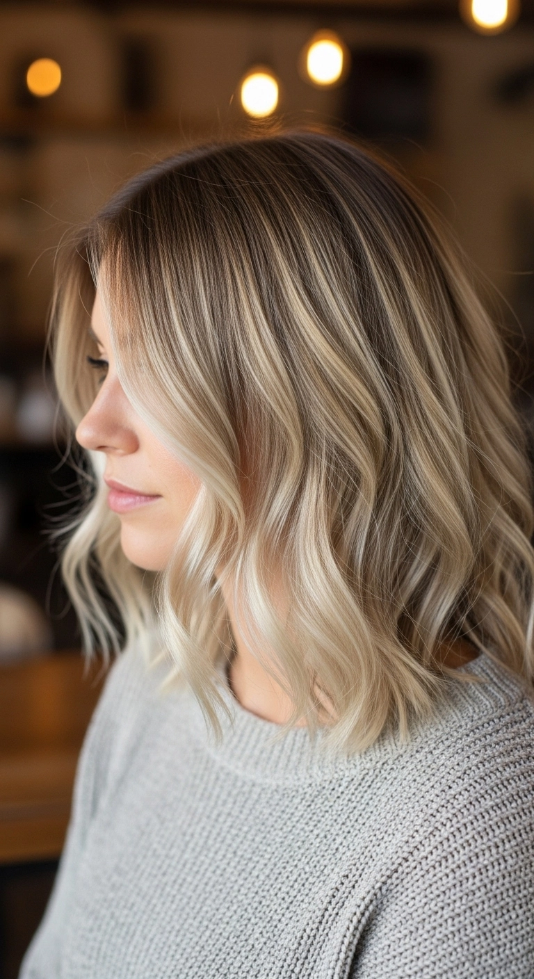 Lived-In Blonde Balayage Textured Lob