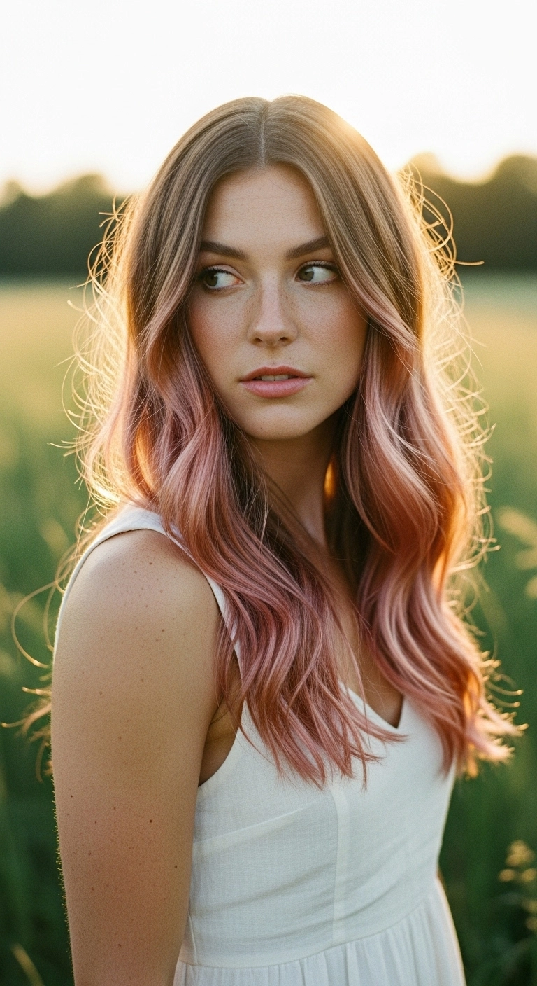 Sun-Kissed Ash Brown to Pastel Pink Melt