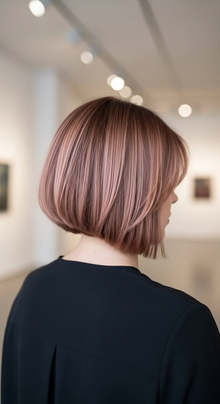 Muted Dusty Rose Gold Beveled Bob