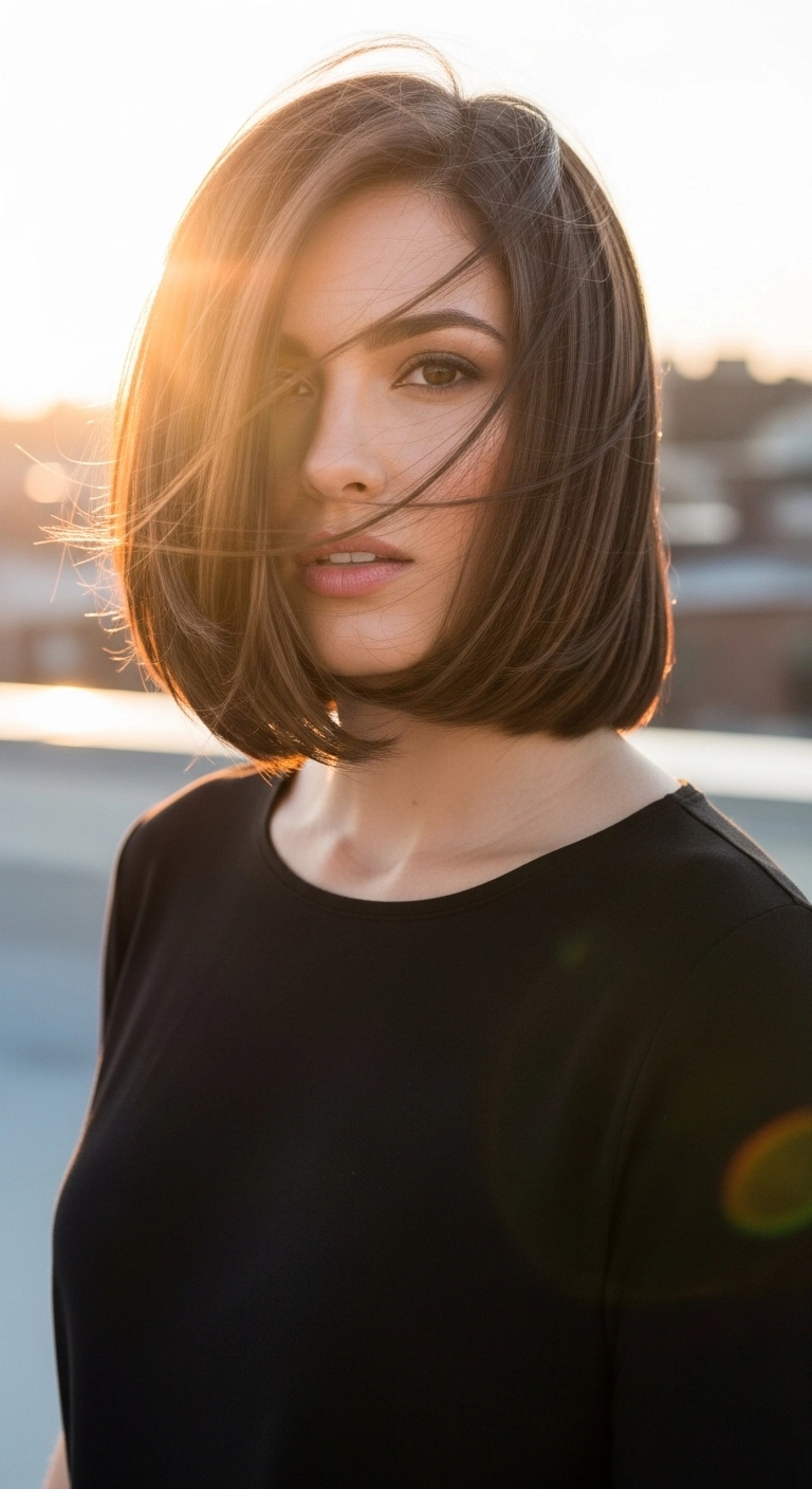Voluminous Italian Bob with Effortless Side Sweep