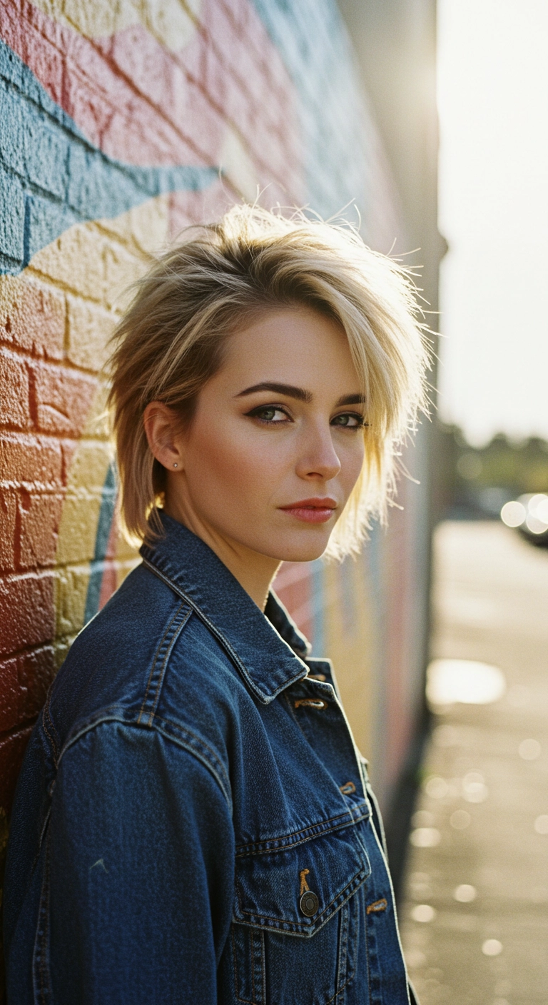 Edgy Tousled Ash Blonde Bixie Cut
