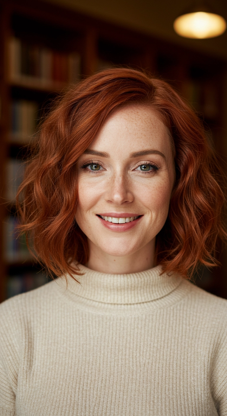Lived-In Copper Wavy Bob