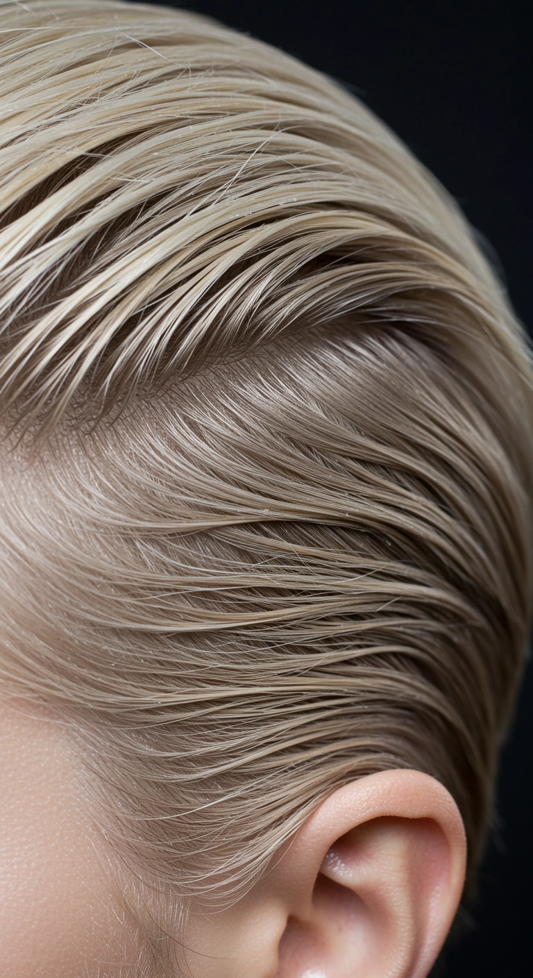 Sleek Platinum Blonde Slicked-Back Pixie