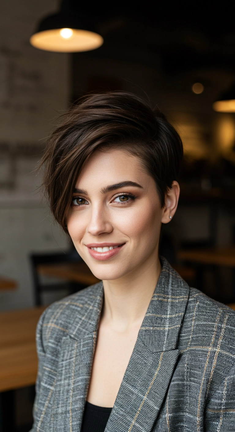 Chic Asymmetrical Pixie Cut with Side-Swept Volume