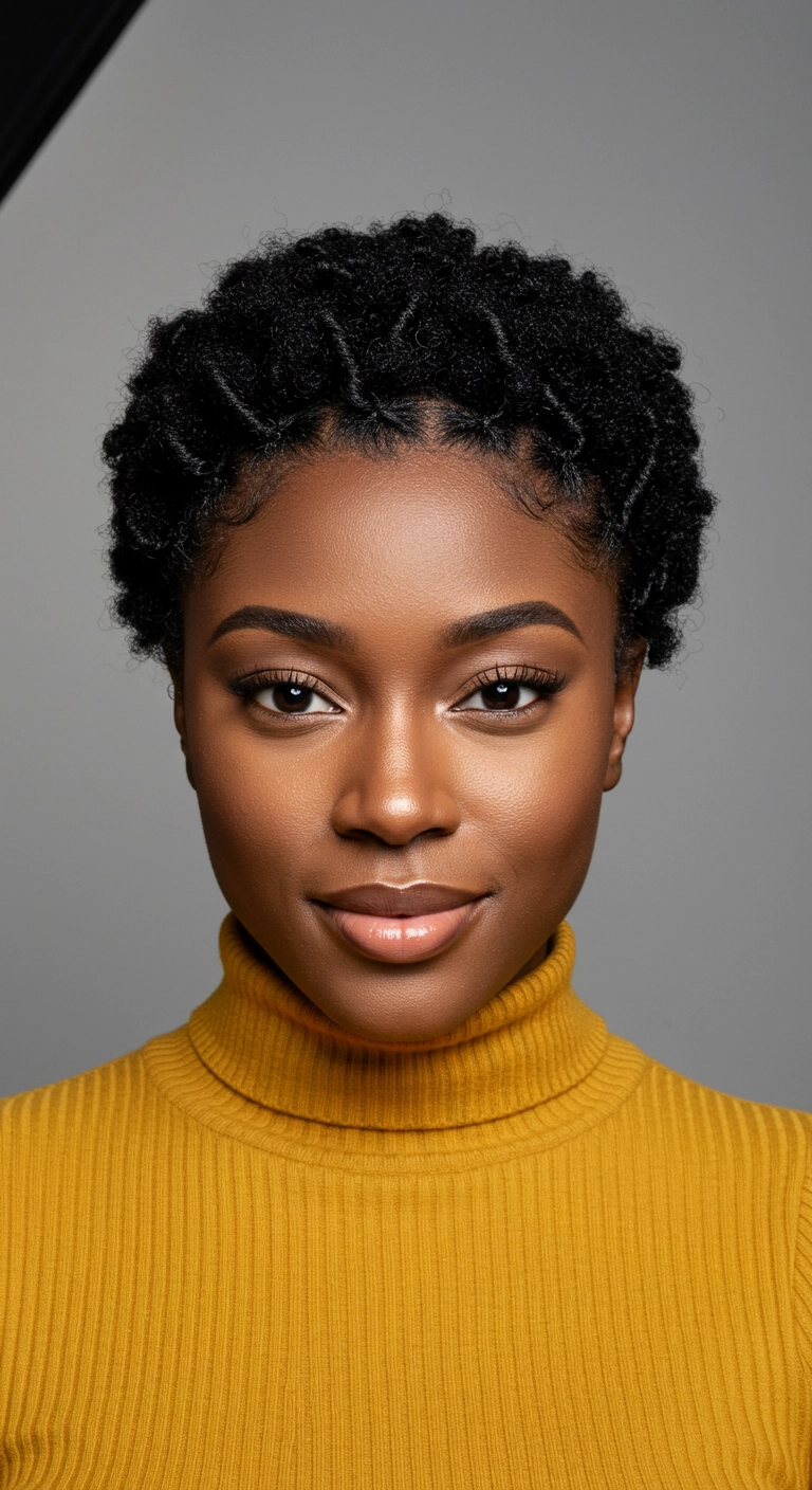 Sculpted Flat-Twist Crown on Coily TWA Pixie