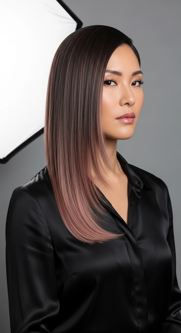 Sleek Dark Brown to Dusty Rose Sombre