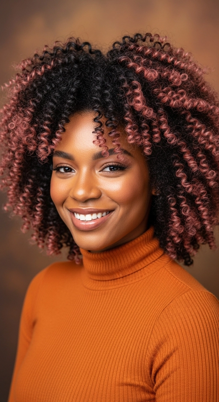 Voluminous Dusty Rose Ombre Curly Cut
