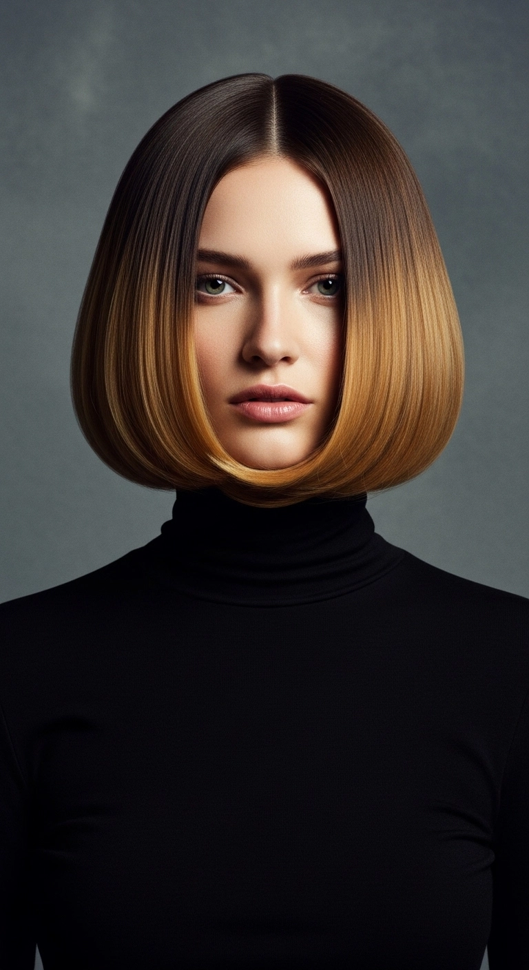 Sculpted Ombre Pageboy Bob with Inward Curve