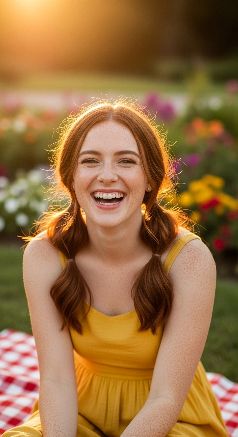 Sun-Kissed Copper Low Pigtails