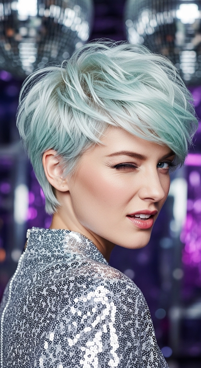 Icy Mint Textured Pixie Cut