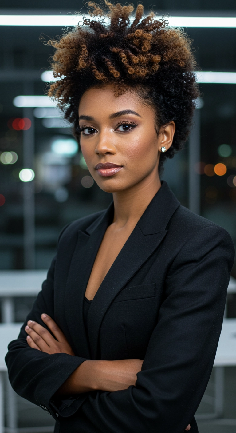 Honey-Tipped Defined High Afro Puff
