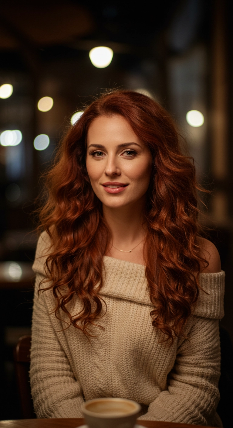 Lush Copper Long Layered Waves