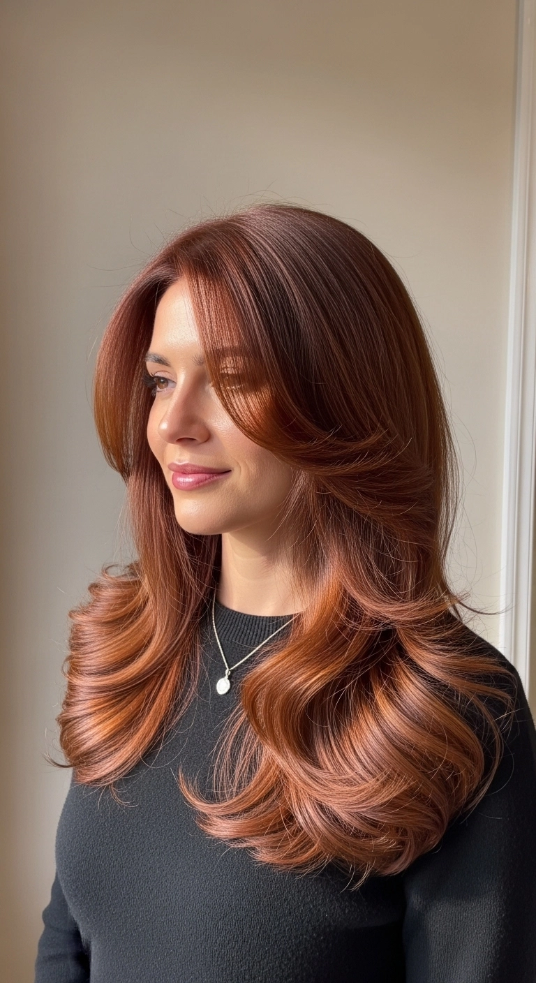 Voluminous Copper Auburn Butterfly Blowout