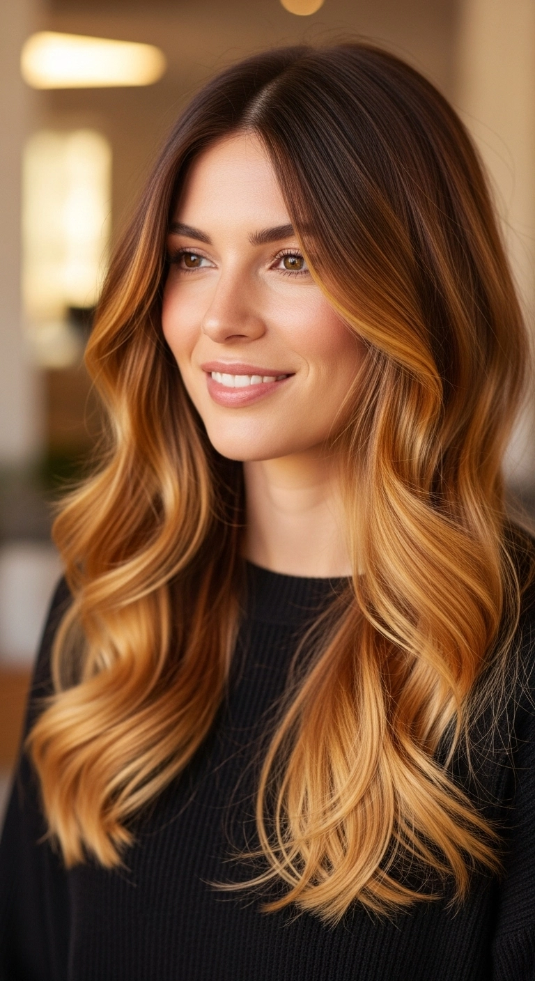 Warm Honey Blonde Balayage with Voluminous Waves