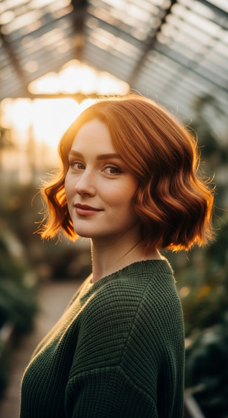 Warm Copper Wavy Bob
