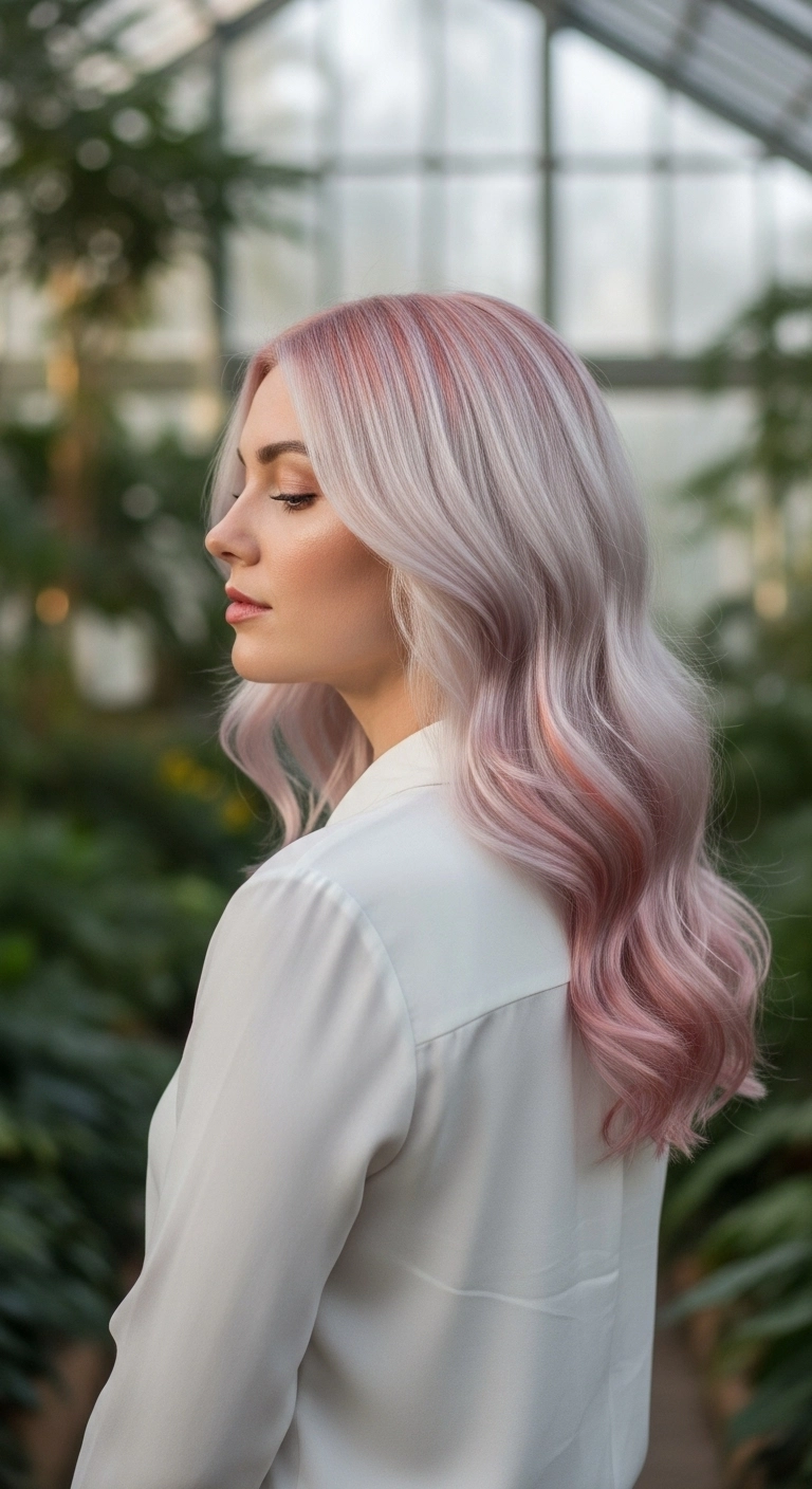 Pastel Rose and Platinum Blonde Cascading Waves
