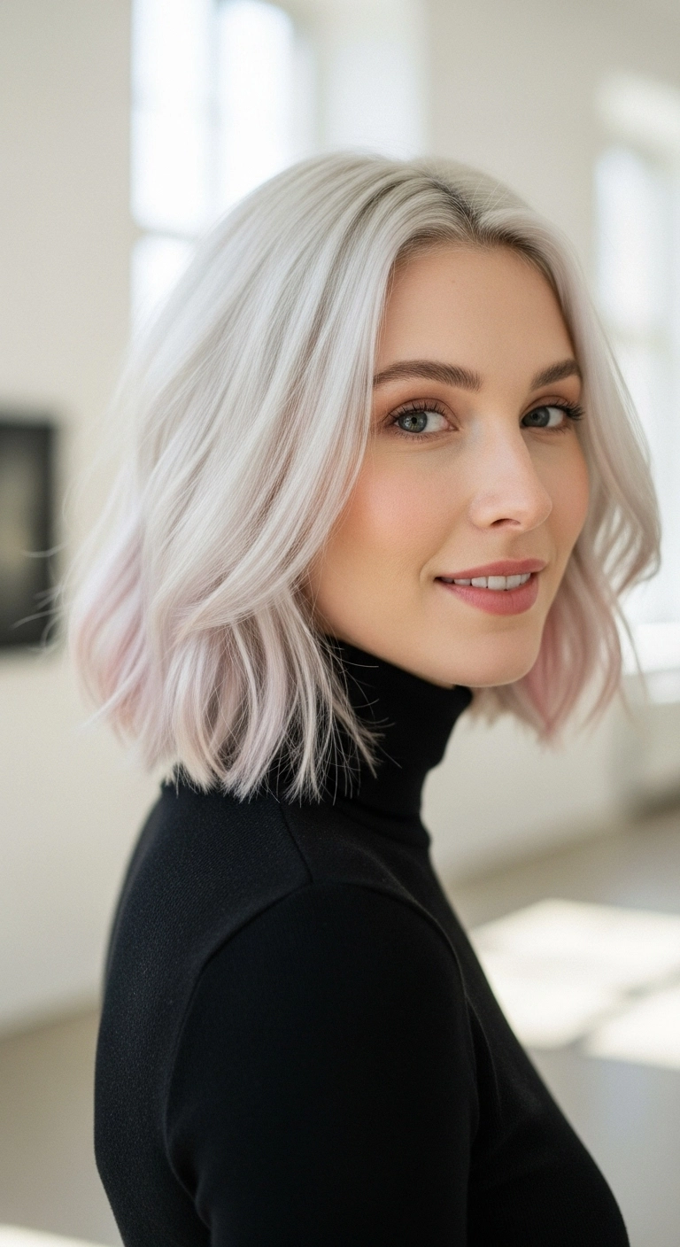 Icy Platinum Lob with Soft Waves