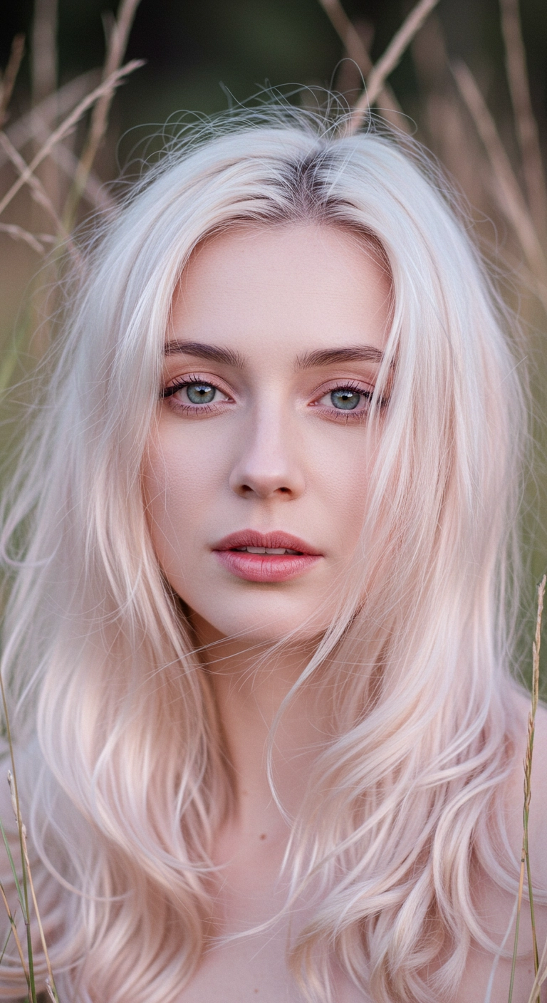 Ethereal Platinum Blonde Long Layered Waves