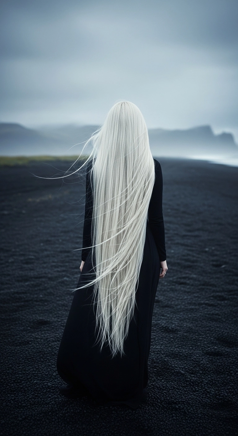 Ultra-Long Icy Platinum Straight V-Cut Mane