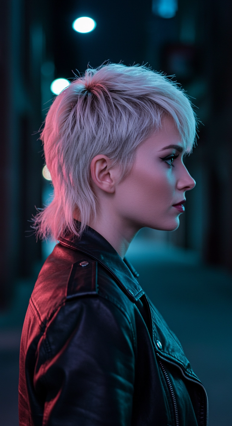 Platinum Edgy Mixie Cut with Choppy Layers
