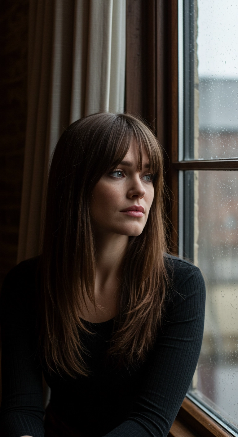 Effortless French-Girl Curtain Bangs with Long Layers