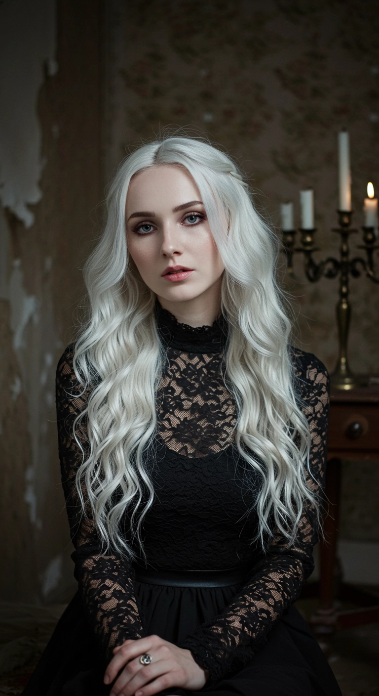 Icy Silver Platinum Long Ethereal Waves