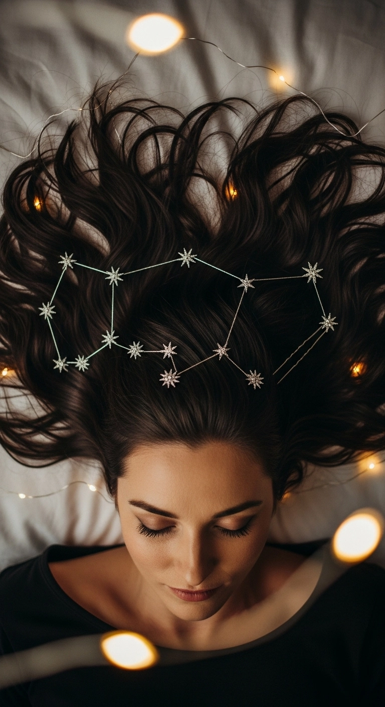 Celestial Constellation Waves with Rhinestone Star Pins