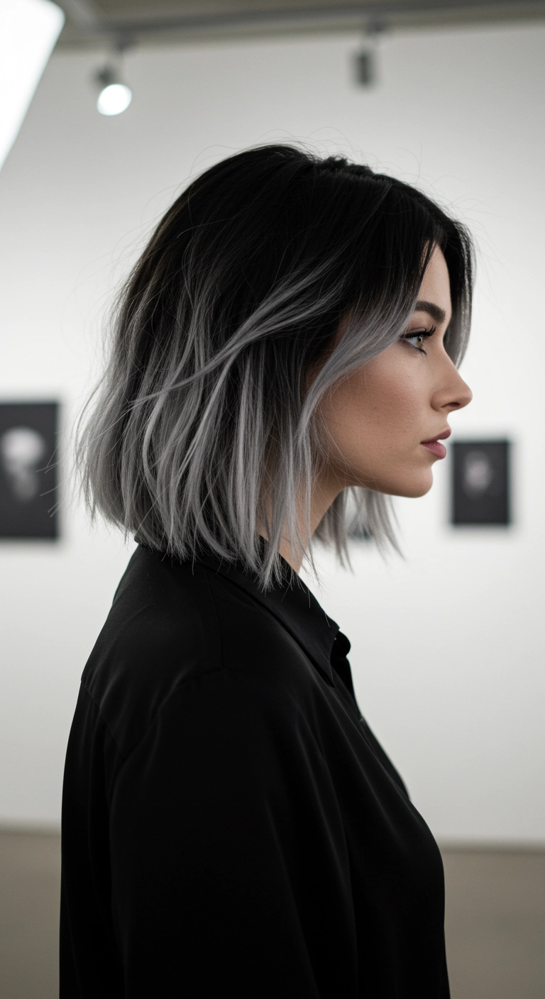 Smoky Charcoal to Silver Root Melt Textured Lob
