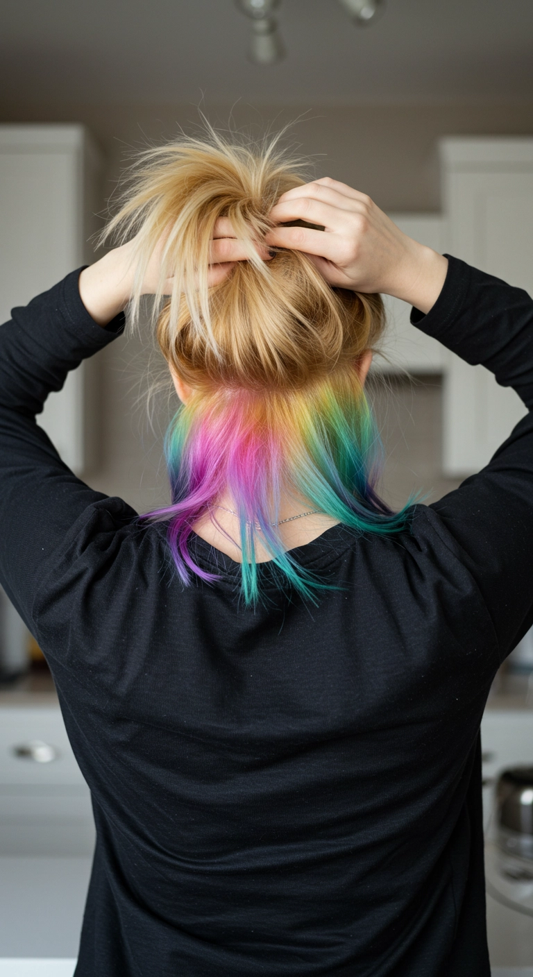 Hidden Rainbow Underlights on Golden Blonde Hair