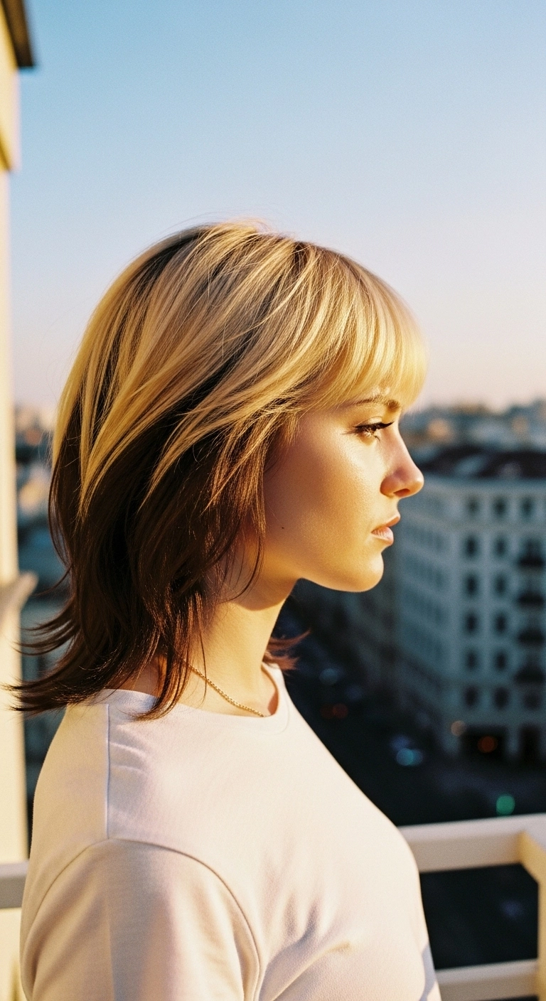 Y2K Two-Tone Flipped Lob with Wispy Bangs