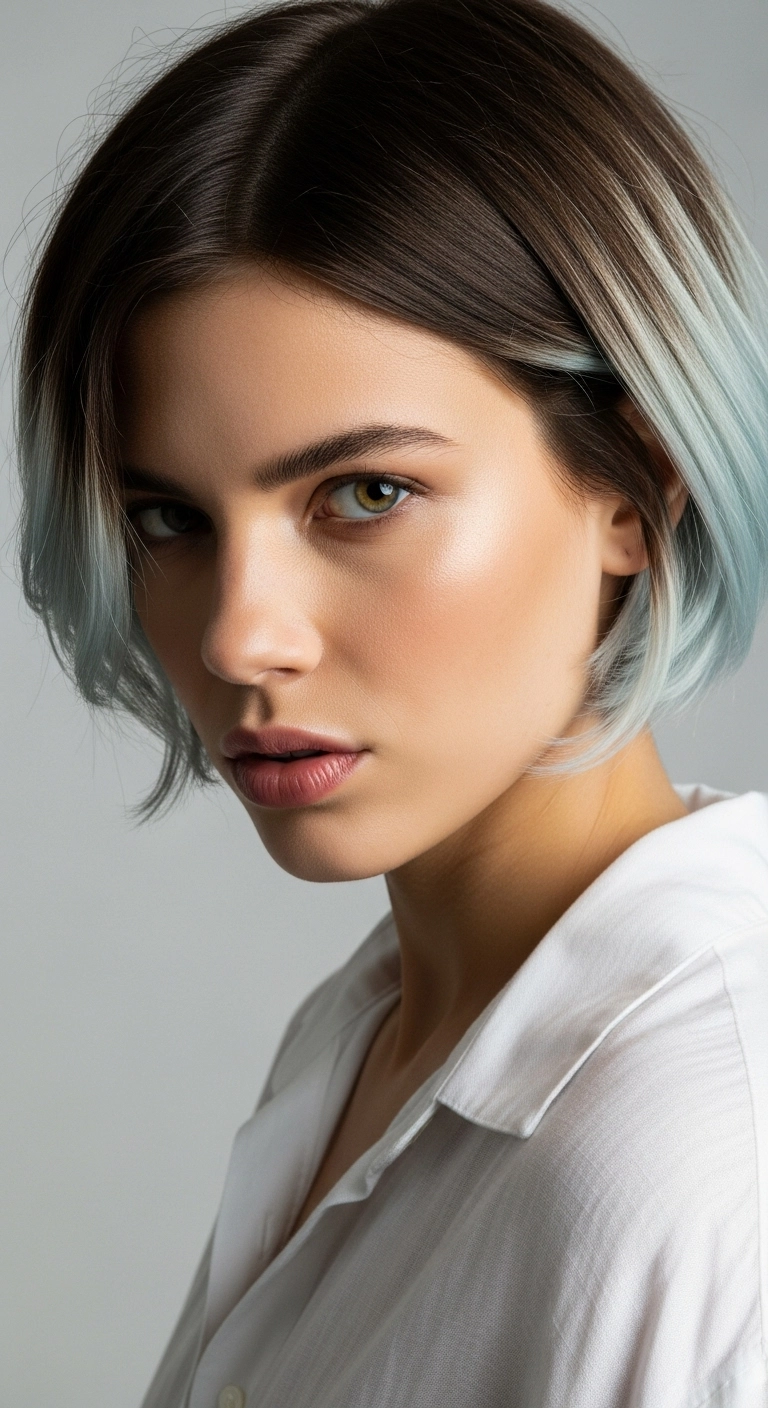 Icy Blue Ombre Chin-Length Bob