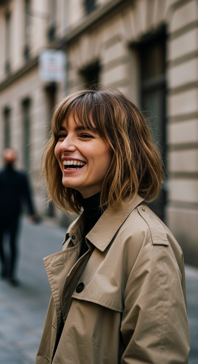 Effortless French-Girl Textured Lob with Birkin Bangs